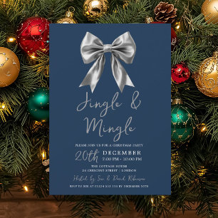 Invitación Fiesta de Navidad Silver Jingle Mingle Arco Azul M