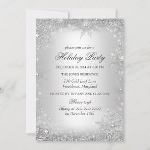 Invitación Fiesta de Navidad Silver Winter Wonderland