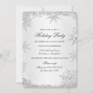 Invitación Fiesta de Navidad Silver Winter Wonderland 2