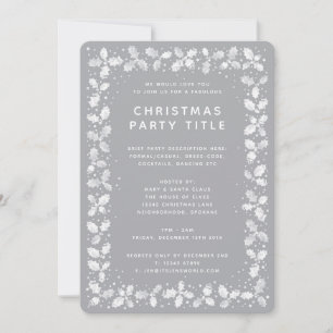 Invitación Fiesta de Navidad Simple Moderna Gris + Blanca Hol
