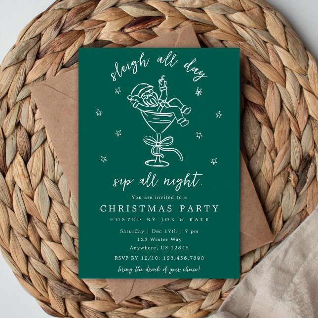 Invitación Fiesta de Navidad Sleigh and Sip  (Subido por el creador)