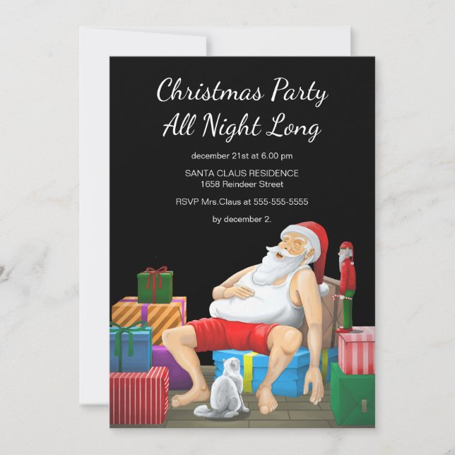 Invitación Fiesta de Navidad toda la noche (Anverso)