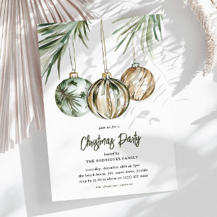 Invitación Fiesta de Navidad Tropical Baubles