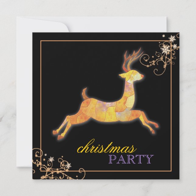 Invitación Fiesta de Navidad única del negro del reno del (Anverso)