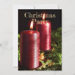 Invitación Fiesta de Navidad Velas Rojas Vacaciones de Invier