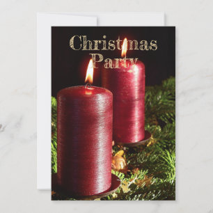 Invitación Fiesta de Navidad Velas Rojas Vacaciones de Invier