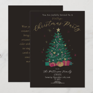 Invitación Fiesta de Navidad Vintage Árbol Rústico