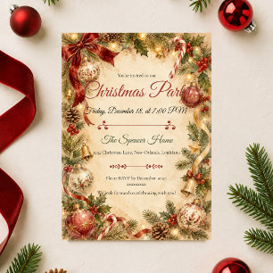 Invitación Fiesta de Navidad Vintage Elegante