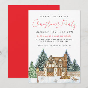 Invitación Fiesta de Navidad Vintage Nostálgica de Invierno E