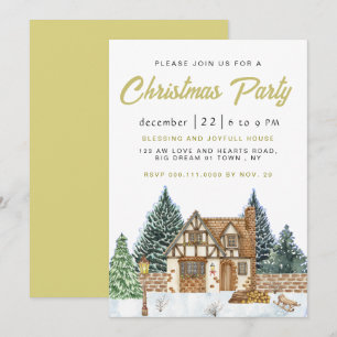 Invitación Fiesta de Navidad Vintage Nostálgica de Invierno E