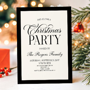 Invitación Fiesta de Navidad Vintage Old Money Negro Beige