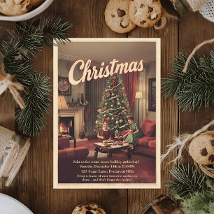 Invitación Fiesta de Navidad Vintage Retro
