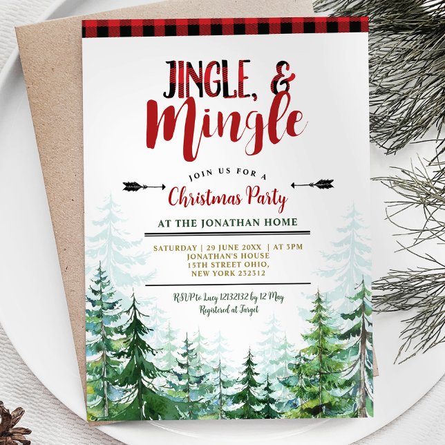 Invitación Fiesta de Navidad White Jingle & Mingle Lumberjack (Subido por el creador)