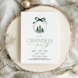Invitación Fiesta de Navidad Xmas Adorno Verde Oro