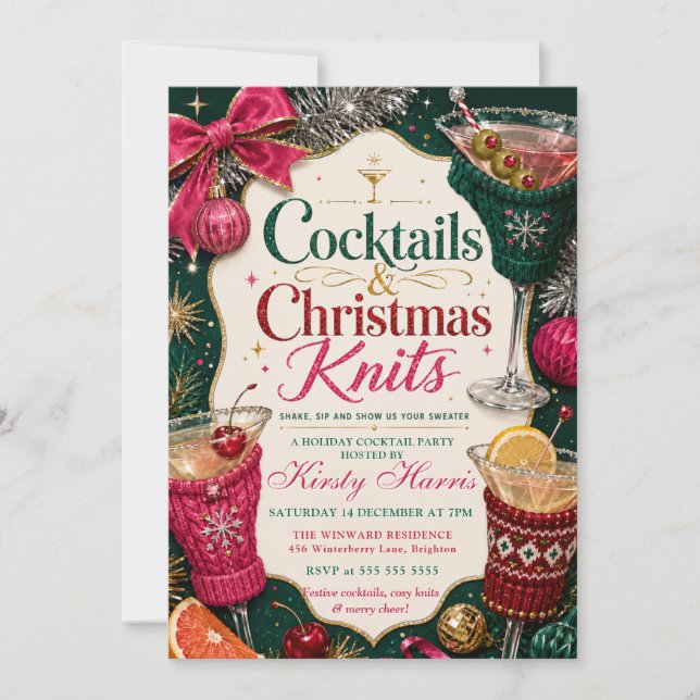 Invitación Fiesta de Navidad y Cócteles & Punto (Anverso)