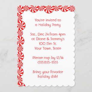Invitación Fiesta de Navidad y Dulces de Menta