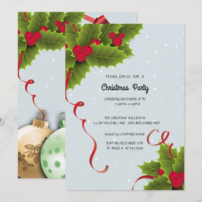 Invitación Fiesta de navidades (Anverso / Reverso)