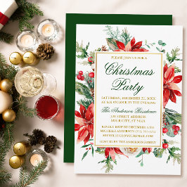 Invitación Fiesta de Navidades acuáticos de Poinsettia Floral