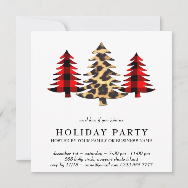 Invitación *~* Fiesta de Navidades AP20 de FOTO Leopard Plaid (Anverso)