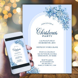 Invitación Fiesta de Navidades Arch de Blue Snowflakes