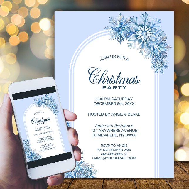 Invitación Fiesta de Navidades Arch de Blue Snowflakes (Subido por el creador)