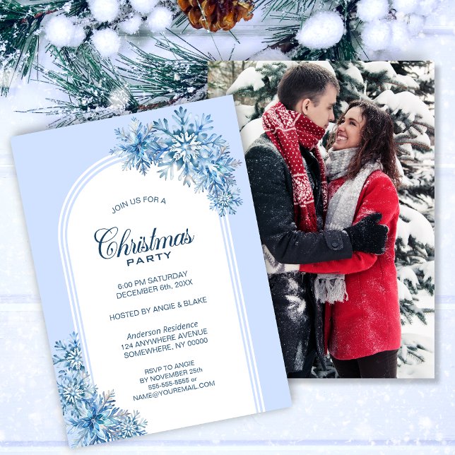 Invitación Fiesta de Navidades Arch de Blue Snowflakes (Subido por el creador)