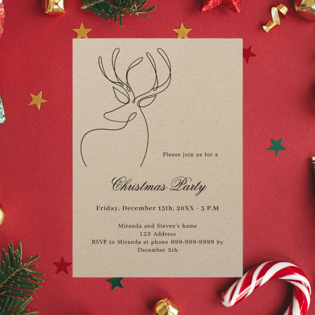 Invitación Fiesta de Navidades beige de embarcaciones de reno (Subido por el creador)