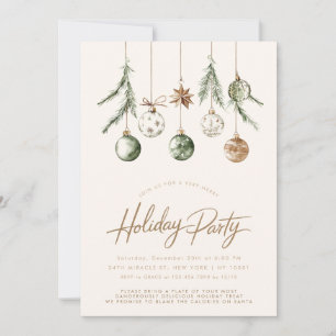 Invitación Fiesta de Navidades beiges de carácter minimalista