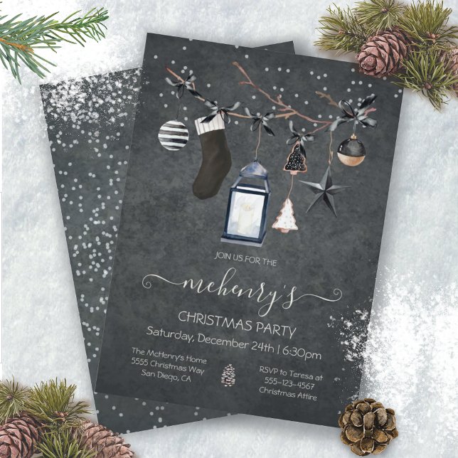 Invitación Fiesta de Navidades Black Elegant y Moody (Subido por el creador)