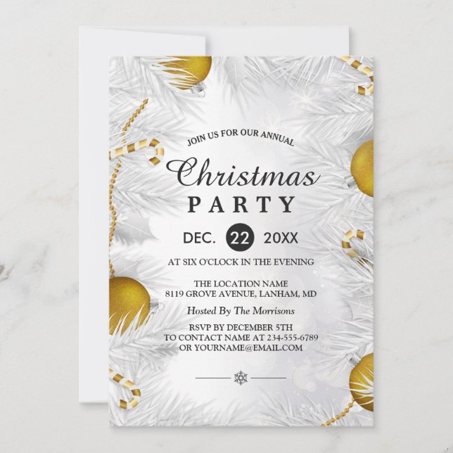 Invitación Fiesta de Navidades blancos de oro ornamento plate (Anverso)