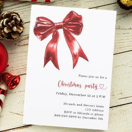 Invitación Fiesta de Navidades blancos del arco rojo