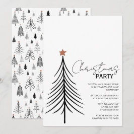 Invitación Fiesta de Navidades blancos negros con escritura m