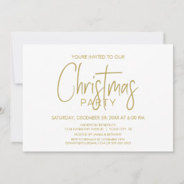 Invitación Fiesta de Navidades blancos y de oro moderno