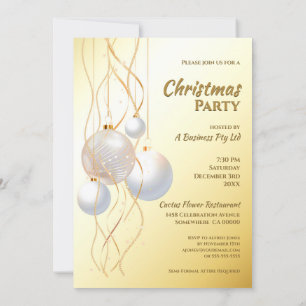 Invitación Fiesta de Navidades blancos y de oro moderno