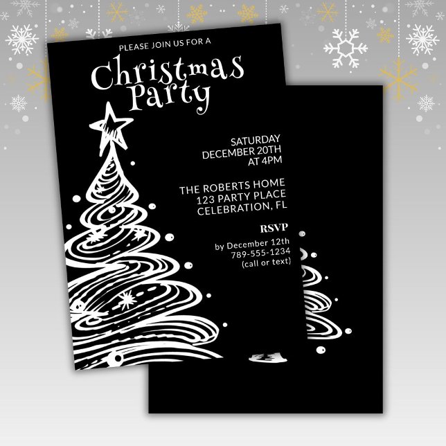 Invitación Fiesta de Navidades blancos y negros (Subido por el creador)
