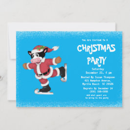 Invitación Fiesta de Navidades Blue Cow de patinaje sobre hie
