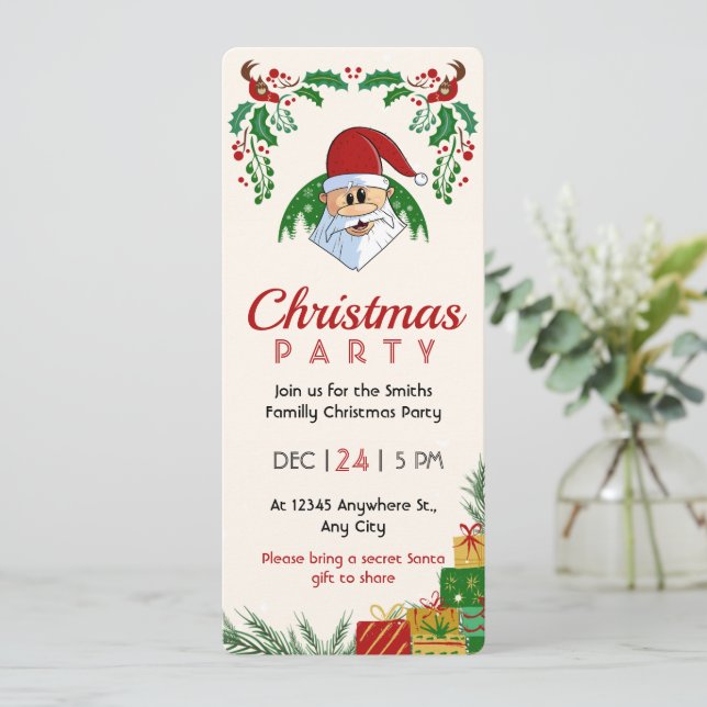 Invitación Fiesta de Navidades bonitos Santa Festive Elegante (Anverso de pie)