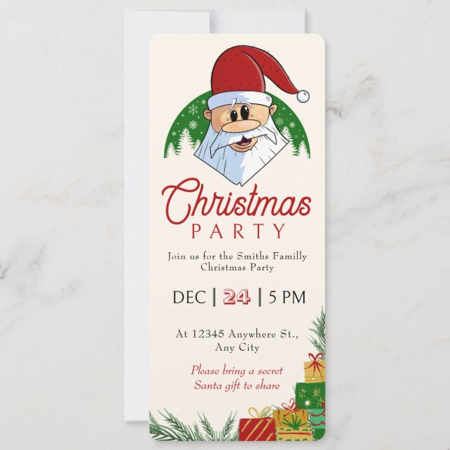 Invitación Fiesta de Navidades bonitos Santa Festive Elegante (Anverso)