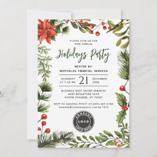 Invitación Fiesta de Navidades botánicos con logotipo empresa