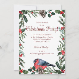 Invitación Fiesta de Navidades Botánicos de Invierno Red Bird