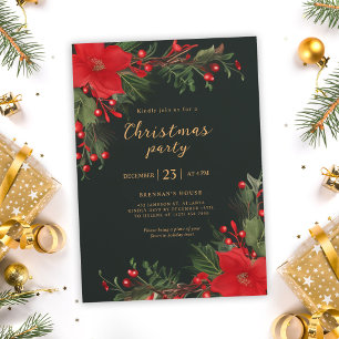 Invitación Fiesta de Navidades botánicos verdes