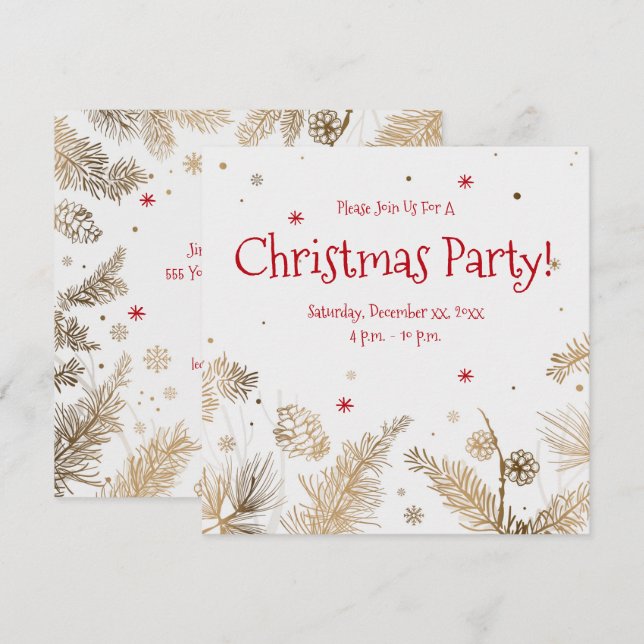 Invitación Fiesta de navidades, Cachorros de oro, (Anverso / Reverso)