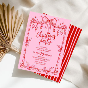 Invitación Fiesta de Navidades captados de la mano roja y ros