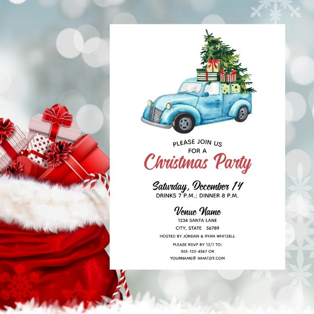Invitación Fiesta de Navidades Casuales de Camión Azul festiv (Subido por el creador)