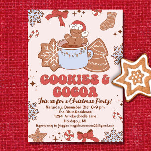 Invitación Fiesta de Navidades Cookies and Cocoa Retro Groovy