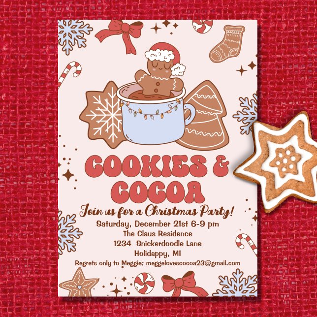 Invitación Fiesta de Navidades Cookies and Cocoa Retro Groovy (Subido por el creador)