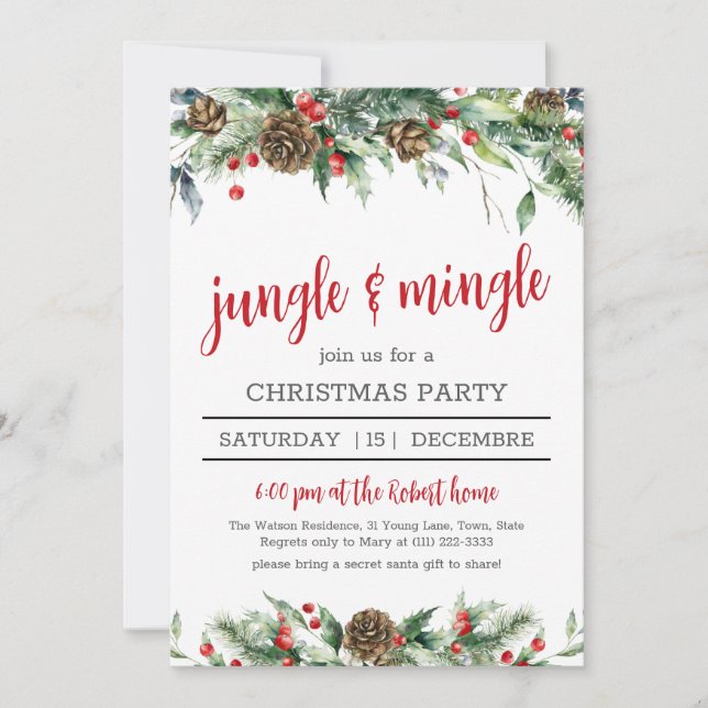 Invitación Fiesta de navidades corporativos clásicos de berri (Anverso)