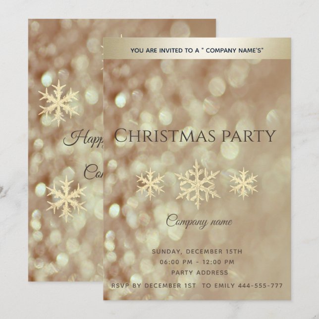 Invitación Fiesta de Navidades corporativos con copas de niev (Anverso / Reverso)