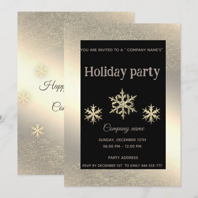 Invitación Fiesta de Navidades corporativos con copas de niev (Anverso / Reverso)