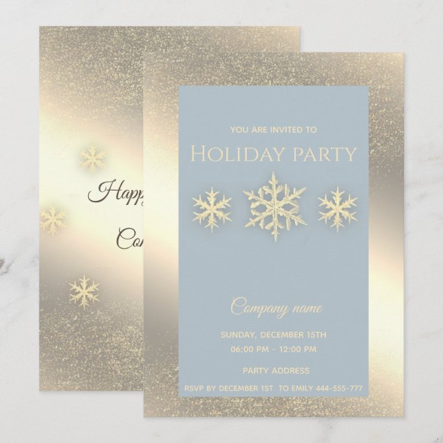 Invitación Fiesta de Navidades corporativos con copas de niev (Anverso / Reverso)